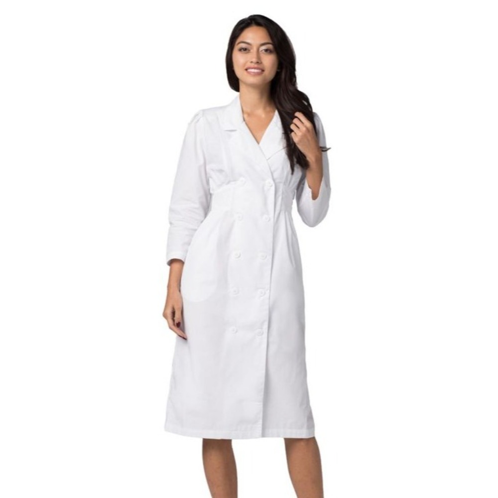 Adar Fitted Midriff Scrub Dress Womens 18 White Nurse Doctor Hospital Church